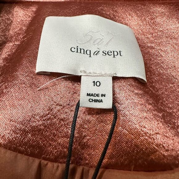 Cinq à Sept Karis Tailored Textured Metallic Satin Blazer Size 10 Copper Pink - Picture 10 of 15